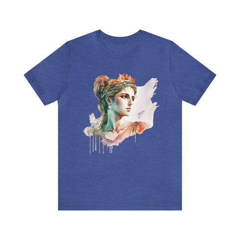 Greecian Goddess in Watercolor - Short Sleeve Tee Heather True Royal